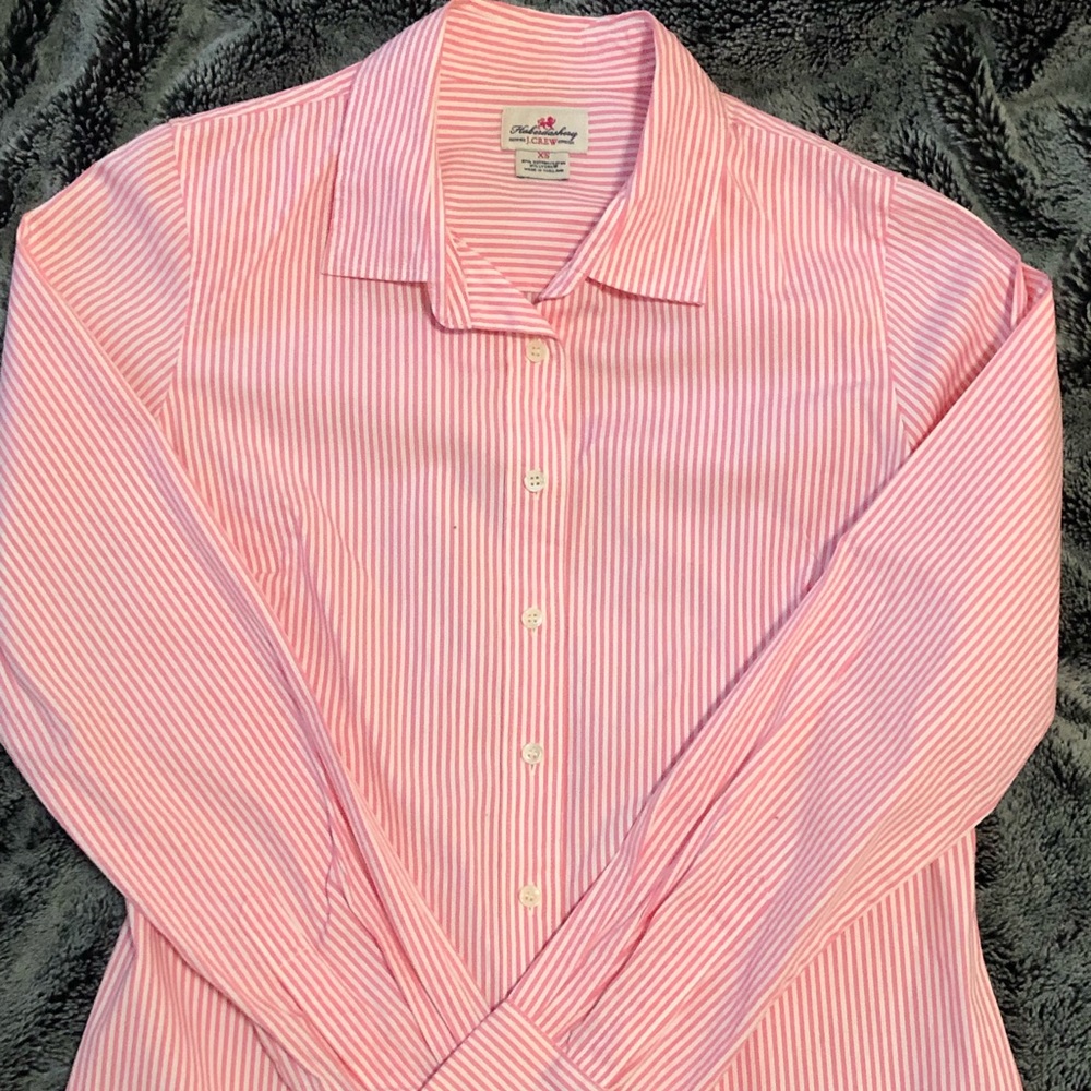 JCrew Pink and white stripe Haberdashery shirt XS